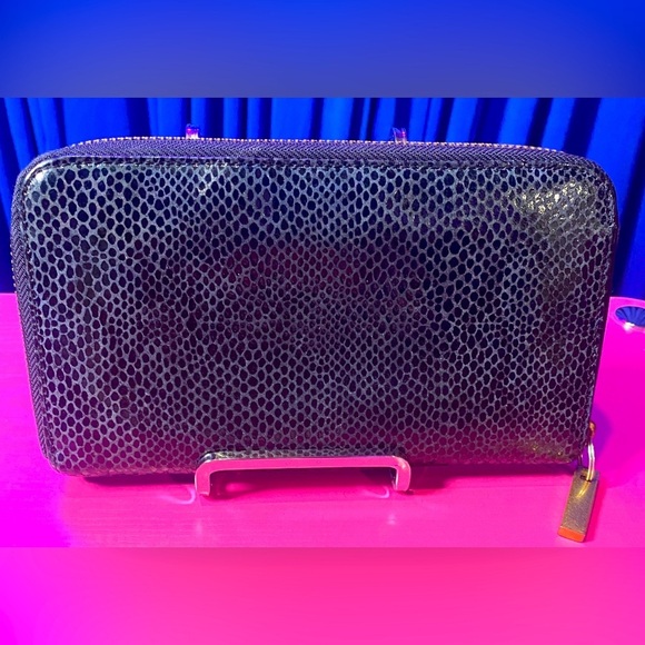 TORY BURCH Python Snakeskin Leather Full Zip Continental Long Wallet, EUC - Picture 2 of 6